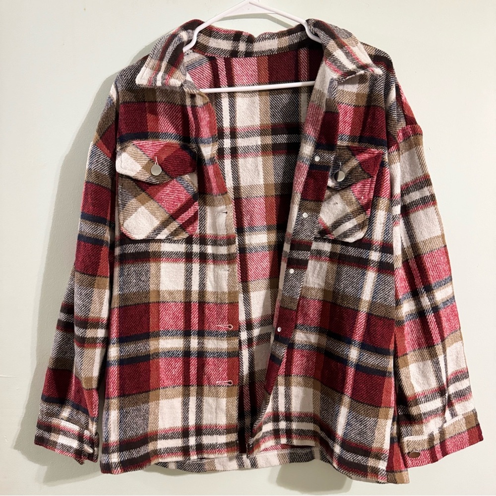 Plaid red&white blazer